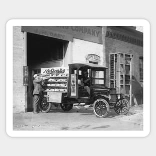 Soda Pop Delivery Truck, 1924. Vintage Photo Sticker